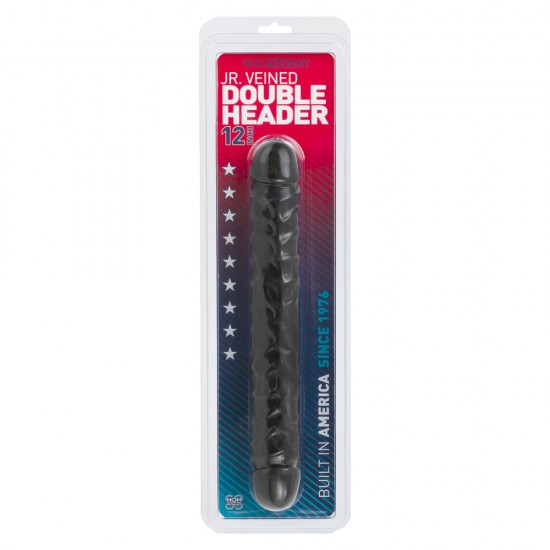 Jr Veined Double Header 12 Inch Bender Dong Black Jr Veined Double Header 12 Inch Bender Dong Black