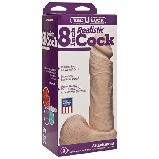 VacULock 8 Inch Realistic Cock Attachment Flesh Pink VacULock 8 Inch Realistic Cock Attachment Flesh Pink
