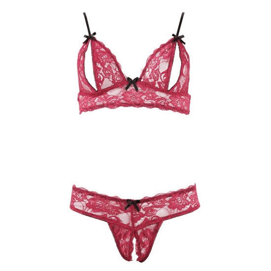 Cottelli Bra Set Open Cup and Crotchless Set Cottelli Bra Set Open Cup and Crotchless Set