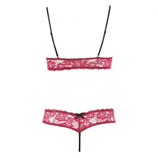 Cottelli Bra Set Open Cup and Crotchless Set Cottelli Bra Set Open Cup and Crotchless Set