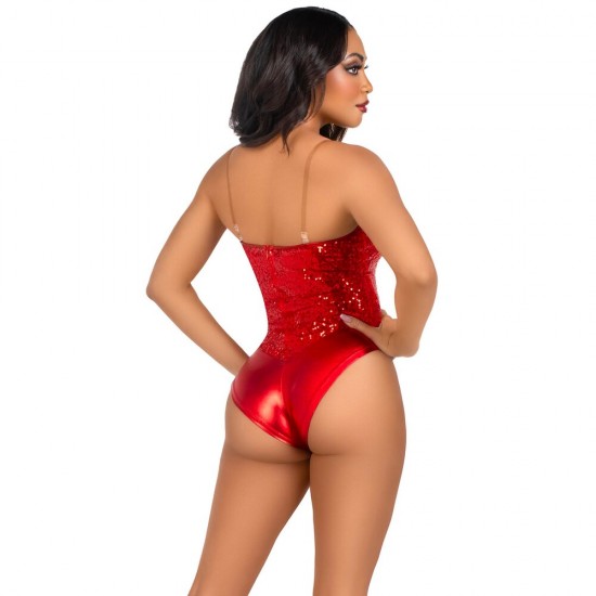 Leg Avenue Sequin Boned Bodysuit Red Leg Avenue Sequin Boned Bodysuit Red