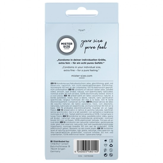 Mister Size 60mm Your Size Pure Feel Condoms 10 Pack Mister Size 60mm Your Size Pure Feel Condoms 10 Pack