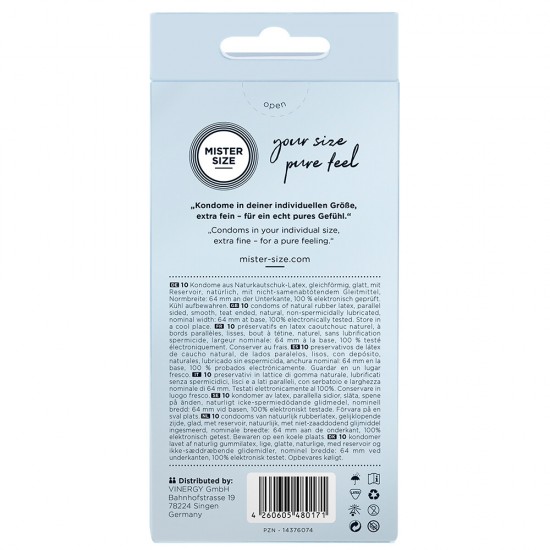 Mister Size 64mm Your Size Pure Feel Condoms 10 Pack Mister Size 64mm Your Size Pure Feel Condoms 10 Pack