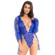Leg Avenue Floral Lace Teddy and Robe Blue Leg Avenue Floral Lace Teddy and Robe Blue