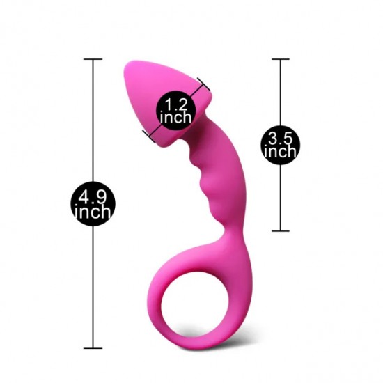 Pink Silicone Curved Comfort Butt Plug Pink Silicone Curved Comfort Butt Plug