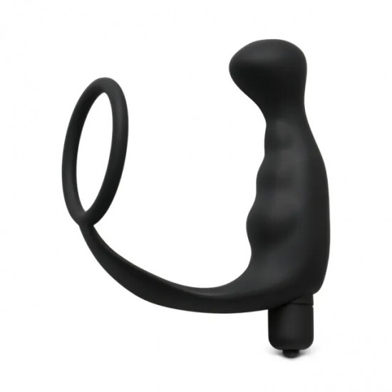 Black Silicone Anal Plug Vibrator with Cock Ring Black Silicone Anal Plug Vibrator with Cock Ring