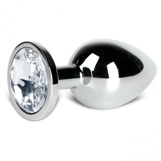 Large Metal Anal Plug With Clear Crystal Large Metal Anal Plug With Clear Crystal