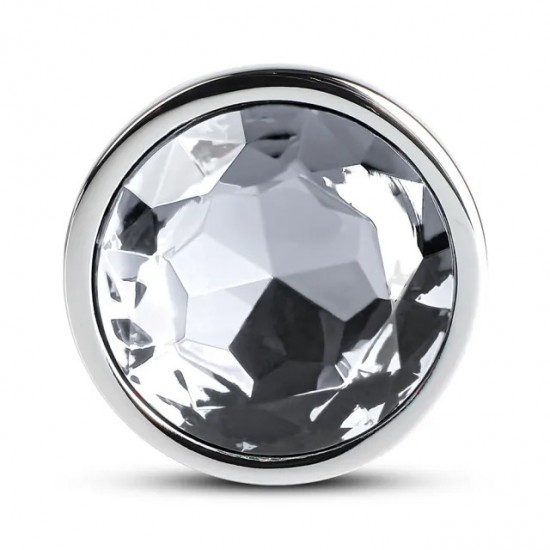 Large Metal Anal Plug With Clear Crystal Large Metal Anal Plug With Clear Crystal