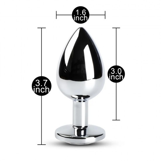 Large Metal Anal Plug With Clear Crystal Large Metal Anal Plug With Clear Crystal