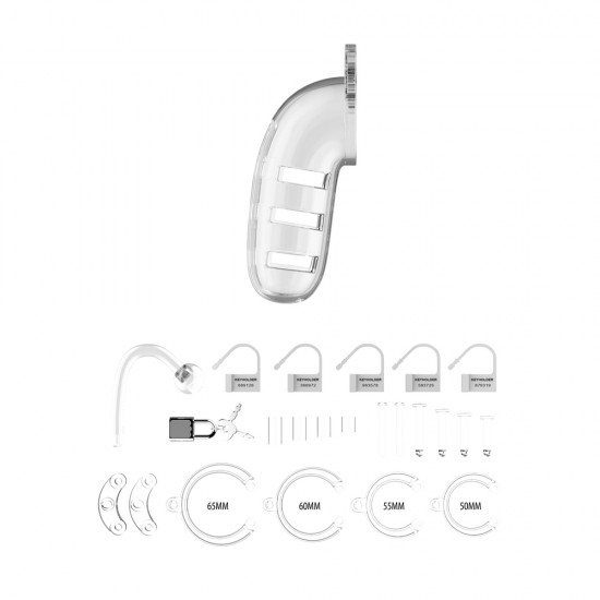 Man Cage 12 Male 5.5 Inch Clear Chastity Cage With Anal Plug Man Cage 12 Male 5.5 Inch Clear Chastity Cage With Anal Plug