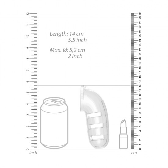 Man Cage 12 Male 5.5 Inch Clear Chastity Cage With Anal Plug Man Cage 12 Male 5.5 Inch Clear Chastity Cage With Anal Plug
