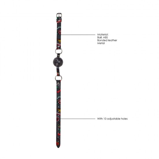 Ouch Breathable Ball Gag With Printed Leather Straps Ouch Breathable Ball Gag With Printed Leather Straps