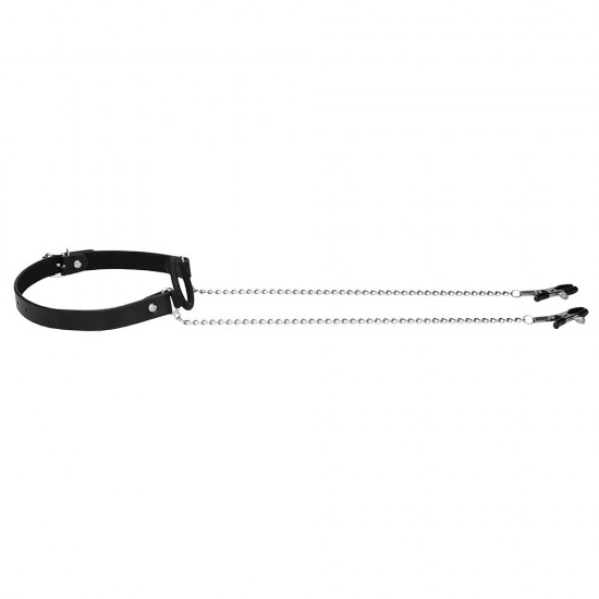 Ouch O Ring Gag With Nipple Clamps Ouch O Ring Gag With Nipple Clamps