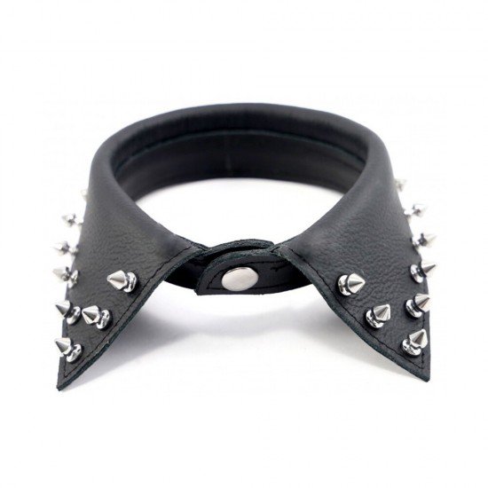 The Red Leather Shirt Collar With Pointed Studs The Red Leather Shirt Collar With Pointed Studs