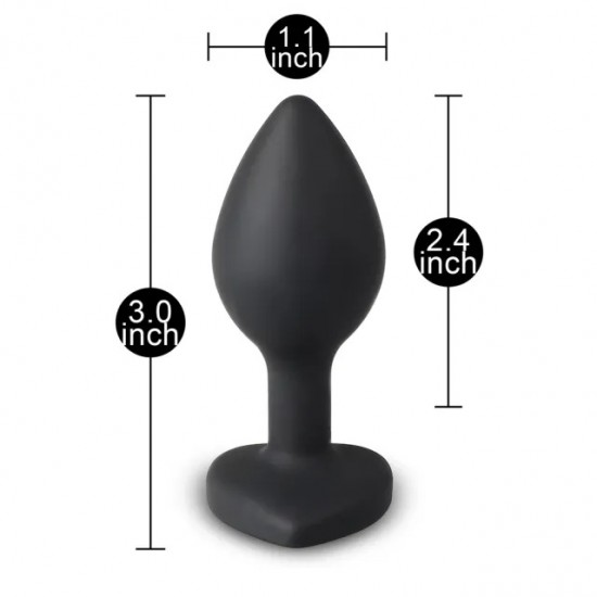 Small Heart Shaped Diamond Base Black Butt Plug Small Heart Shaped Diamond Base Black Butt Plug