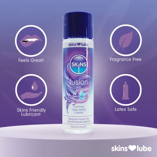 Skins Fusion Hybrid Silicone And Waterbased Lubricant 130ml Skins Fusion Hybrid Silicone And Waterbased Lubricant 130ml